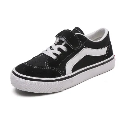 Kids Unisex Fashion Casual Basic Color Block Plaid Velcro Lace-Up Low Top Canvas Shoes