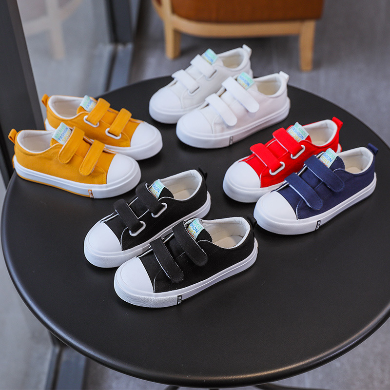 Wholesale Kids Unisex Fashion Casual Basic Velcro Low Top Canvas Shoes