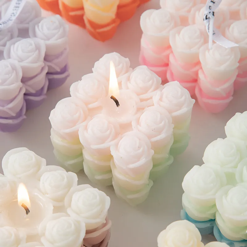 Creative Floral Rubik's Cube Aromatherapy Wedding Candle