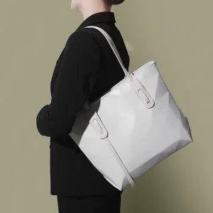 Women Fashionable Simple Rhombic Large Capacity PU Shoulder Tote Bag