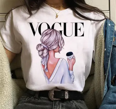 Women Modal Printed Short Sleeve T-Shirt Sweet Fresh Style