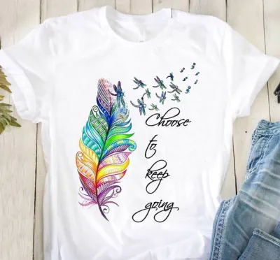 Women Casual Crewneck Short-Sleeved T-Shirt with Geometric Print