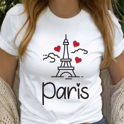 Women Casual Crewneck Short-Sleeved T-Shirt with Geometric Print