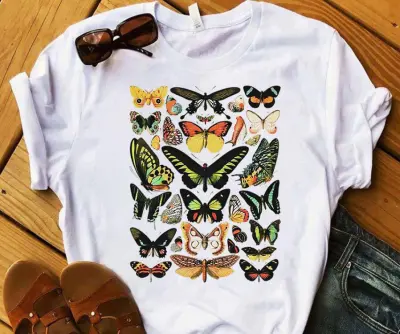 Women Casual Printed Short-Sleeve T-Shirt Loose Fit Modal