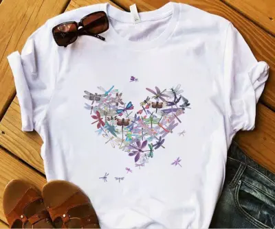 Women Casual Printed Short-Sleeve T-Shirt Loose Fit Modal