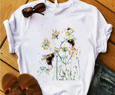 Women Casual Printed Short-Sleeve T-Shirt Loose Fit Modal