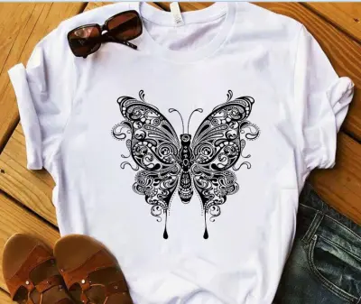 Women Casual Printed Short-Sleeve T-Shirt Loose Fit Modal