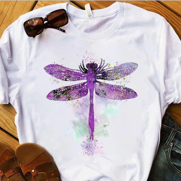 Women Casual Printed Short-Sleeve T-Shirt Loose Fit Modal