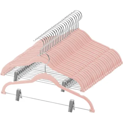 Adult Flocking Hanger Pants Rack With Clip for Home