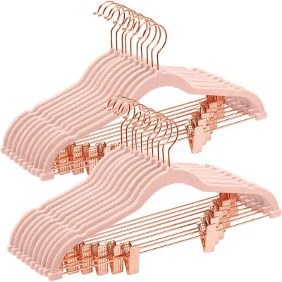Adult Flocking Hanger Pants Rack With Clip for Home