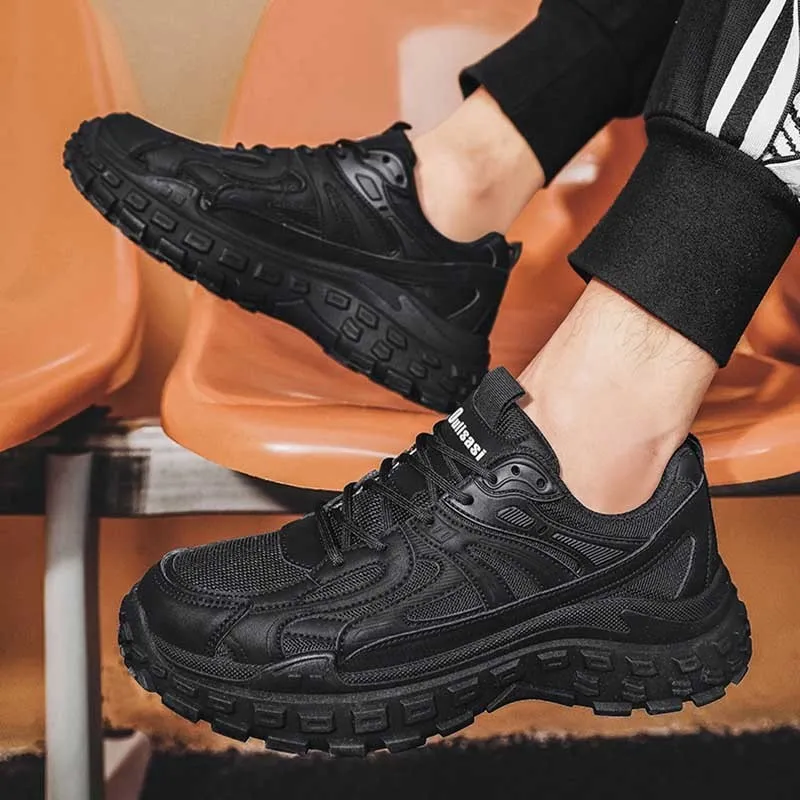 Men Fashion Letter Lace-Up Mesh Thick-Soled Sneakers
