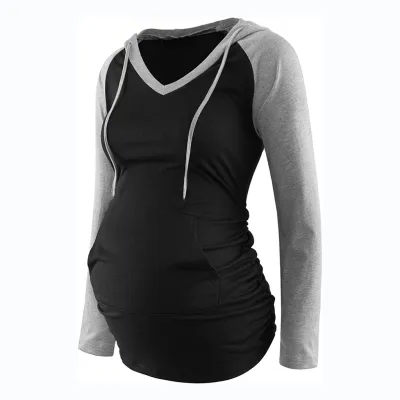 Pregnant Women Fashion V-Neck Floral Print Long Sleeve Pocket Top