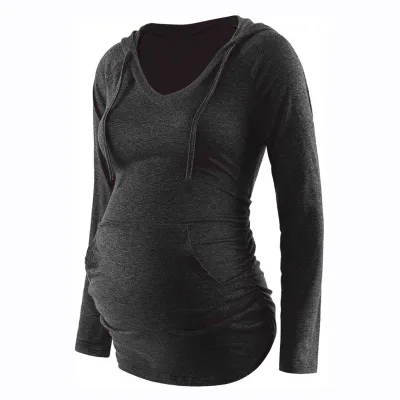 Pregnant Women Fashion V-Neck Floral Print Long Sleeve Pocket Top