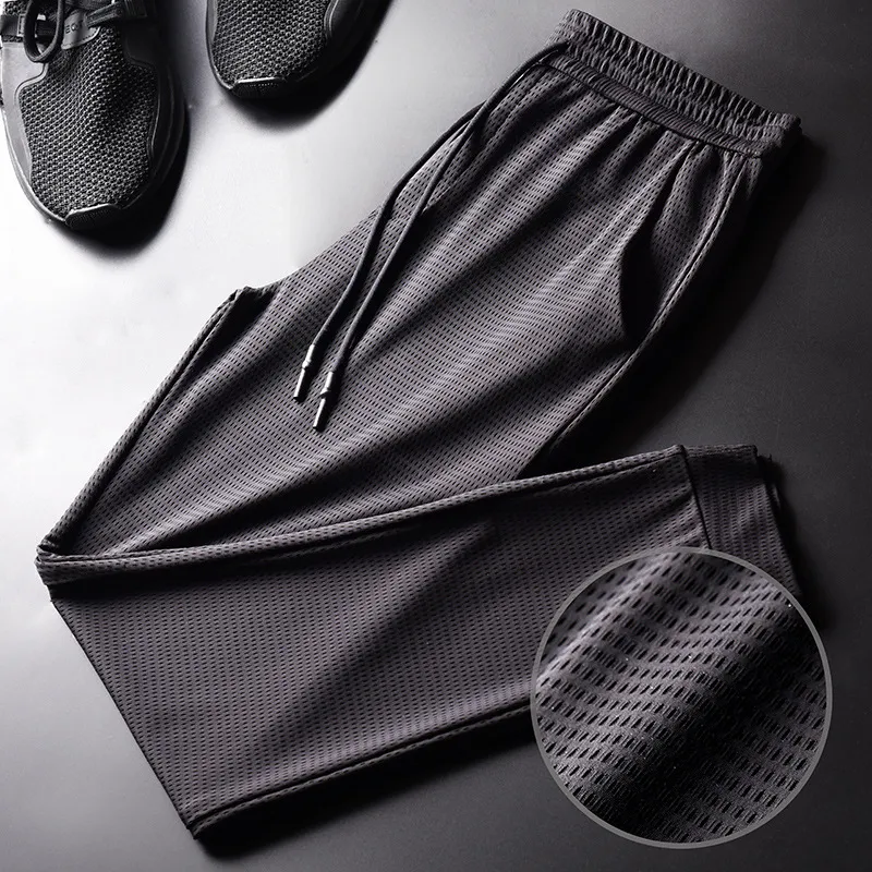 Men Summer Fashion Casual Basic Mesh Plus Size Straight Jogger Pants
