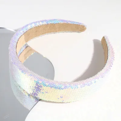 Women Fashion Wide-Brimmed Multicolor Sequin Headbands