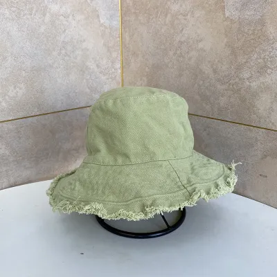 Women's Simple Double-Sided Foldable Sunshade Bucket Hats Cotton Monochrome Unisex