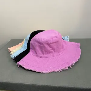 Women's Simple Double-Sided Foldable Sunshade Bucket Hats Cotton Monochrome Unisex