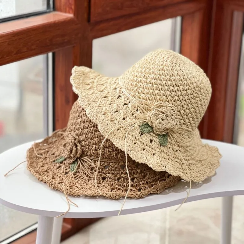 Summer Women Straw Woven Flower Sun Hat