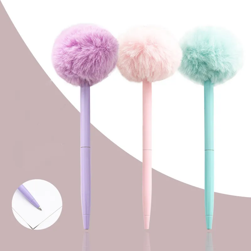 Creative Cartoon Multicolor Fur Ball Decorative Ball Pen