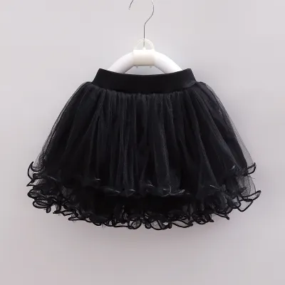 Kids Toddler Girls Casual Cute Mesh Tutu Princess Short Skirt Cotton Blend Solid Color