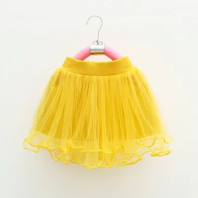 Kids Toddler Girls Casual Cute Mesh Tutu Princess Short Skirt Cotton Blend Solid Color