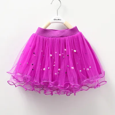 Kids Toddler Girls Casual Cute Mesh Tutu Princess Short Skirt Cotton Blend Solid Color