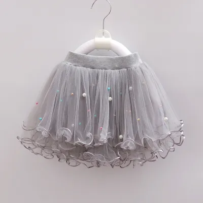 Kids Toddler Girls Casual Cute Mesh Tutu Princess Short Skirt Cotton Blend Solid Color