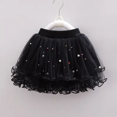 Kids Toddler Girls Casual Cute Mesh Tutu Princess Short Skirt Cotton Blend Solid Color