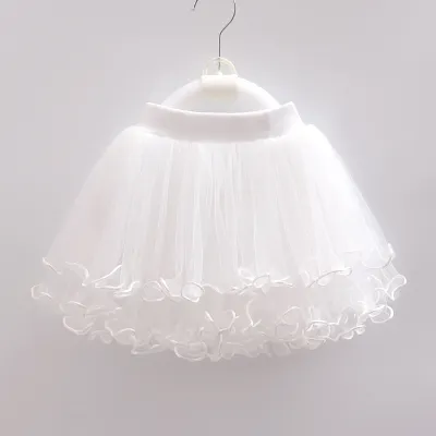 Kids Toddler Girls Casual Cute Mesh Tutu Princess Short Skirt Cotton Blend Solid Color