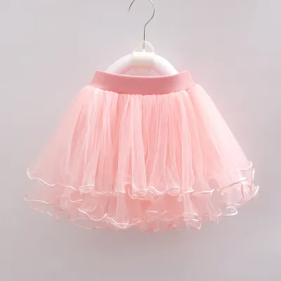Kids Toddler Girls Casual Cute Mesh Tutu Princess Short Skirt Cotton Blend Solid Color