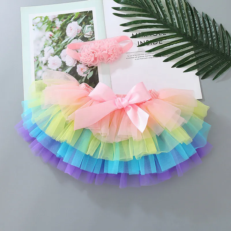 Kids Toddler Girls Casual Cute Bow Multicolor Mesh Tutu Princess Skirt