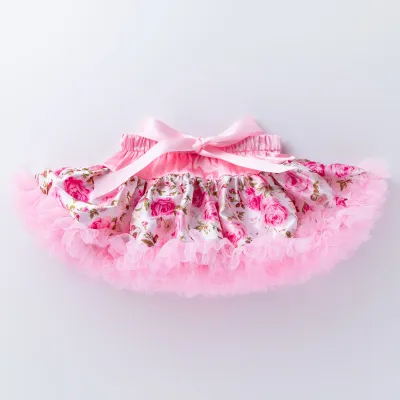 Kids Baby Girls Casual Cute Floral Polka Dot Plaid Print Mesh Party Tutu Princess Skirt