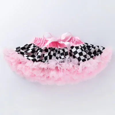 Kids Baby Girls Casual Cute Floral Polka Dot Plaid Print Mesh Party Tutu Princess Skirt