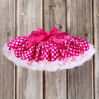 Kids Baby Girls Casual Cute Floral Polka Dot Plaid Print Mesh Party Tutu Princess Skirt