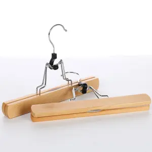 Household Solid Wood Non-Slip Anti-Crease Skirt Trouser Clip Hotel Clothing Store Hanger