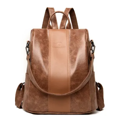 Women's Fashionable Simple Large Capacity Multi-Functional PU Vertical Square Backpack