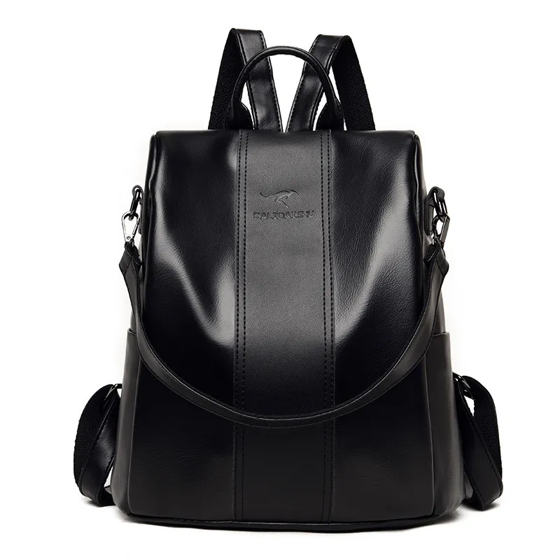 Women's Fashionable Simple Large Capacity Multi-Functional PU Vertical Square Backpack