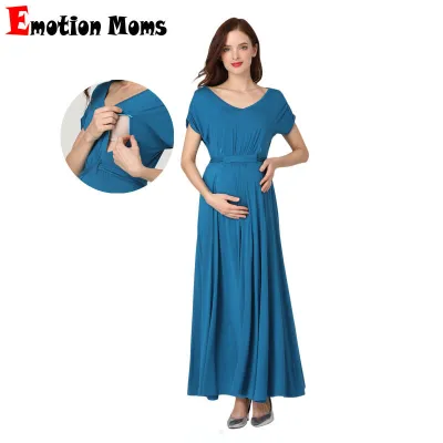 Pregnant Women Casual Solid Color Sleeveless Adjustable Belt Breastfeeding Dress