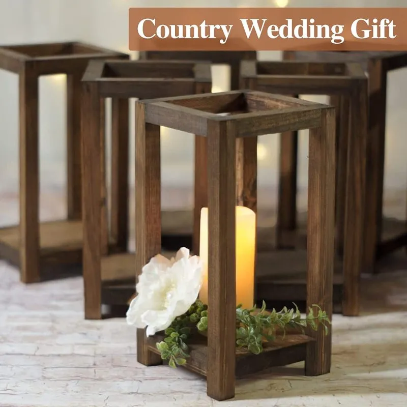 Creative Retro Solid Wood Lantern Rack Wedding Table Decoration Modern Simple