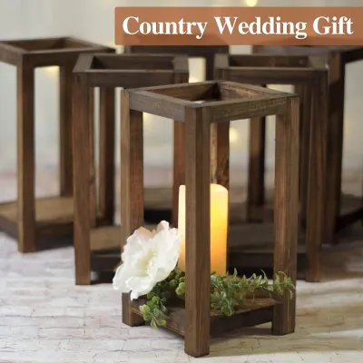 Creative Retro Solid Wood Lantern Rack Wedding Table Decoration Modern Simple