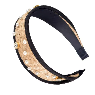 Women Simple Wide-Brimmed Hand-Woven Cross-Knotted Cloth Headbands