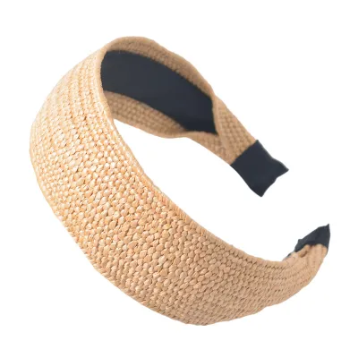 Women Simple Wide-Brimmed Hand-Woven Cross-Knotted Cloth Headbands