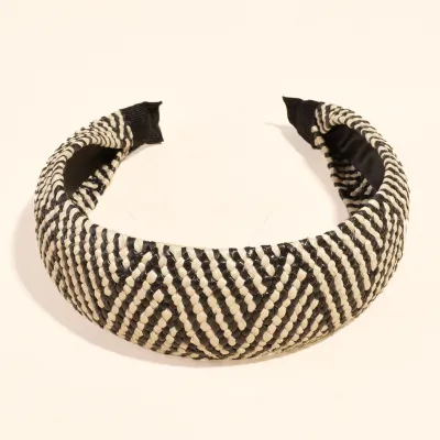 Women Simple Wide-Brimmed Hand-Woven Cross-Knotted Cloth Headbands