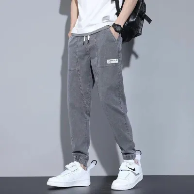 Men Fashion Casual Basic Plus Size Cropped Straight Leg Jogger Jeans