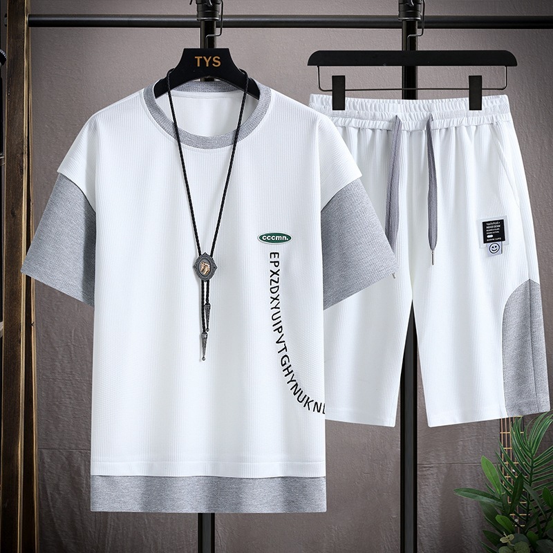 Summer New Men's Popular T-Shirt Printed V-Neck Short