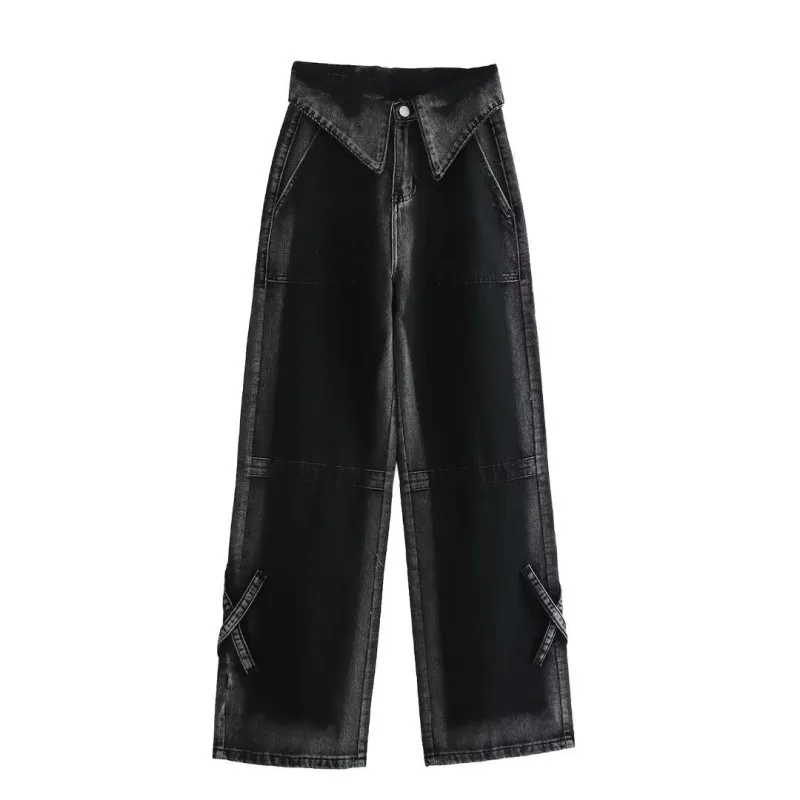 Summer Women Fashion High Waist Loose Wide Leg Jeans
