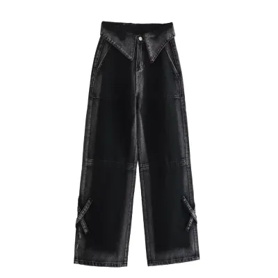 Summer Women Fashion High Waist Loose Wide Leg Jeans