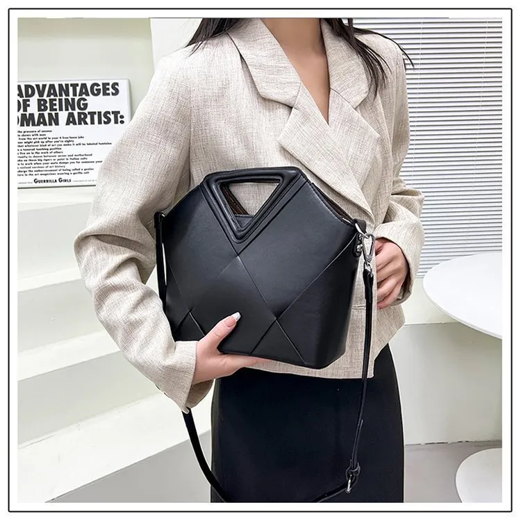 Women Fashion Diamond Patchwork Large Capacity Tote PU Handbag