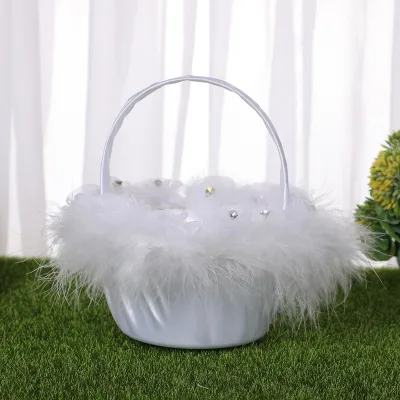 Creative Wedding Party Lace Bow Small Flower Basket Cloth Decoration