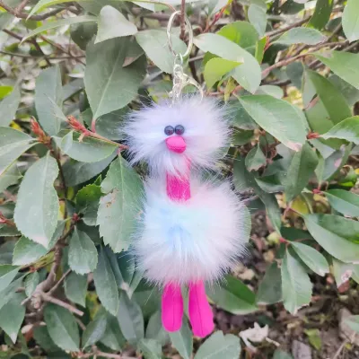 Women Cartoon Multicolor Plush Ostrich Keychain Key Ring